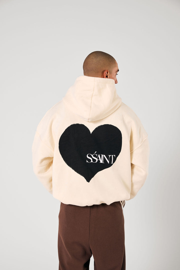 SŚAINT Heart Hoodie - Butter & Black