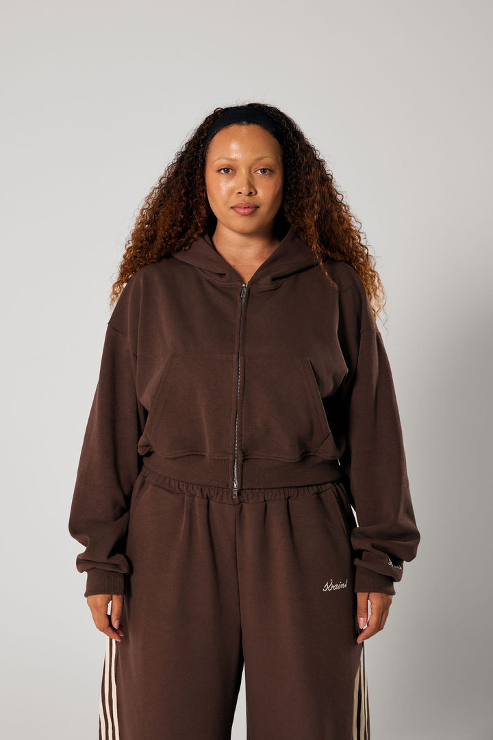 SŚAINT Cropped Hoodie - Brown