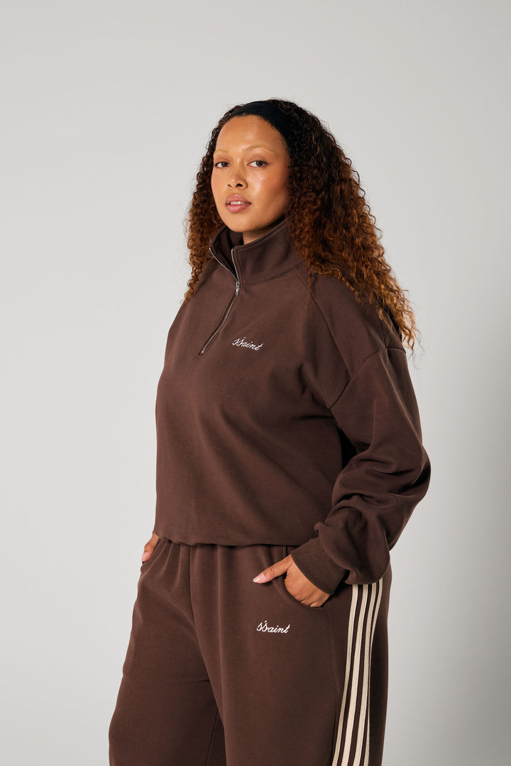 SŚAINT Zip Jumper - Brown