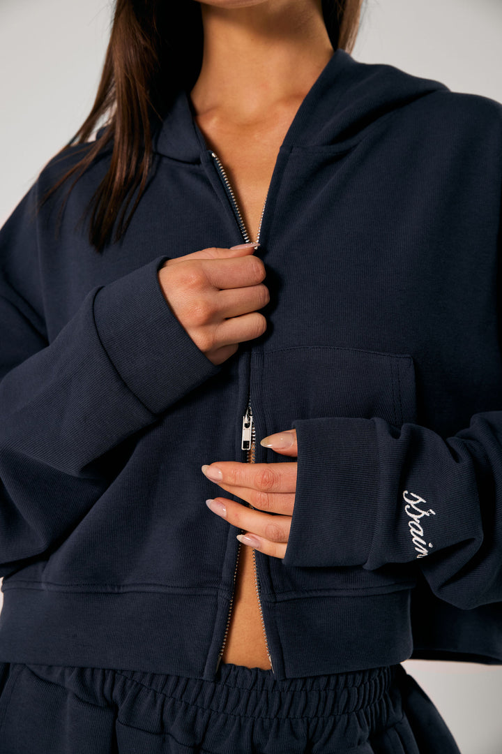 SŚAINT Cropped Hoodie - Navy