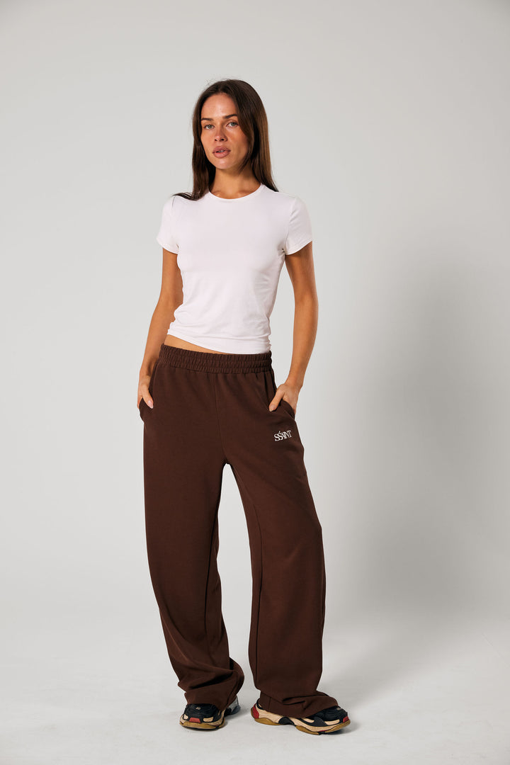 SŚAINT Lounge Pants - Brown With Butter Logo