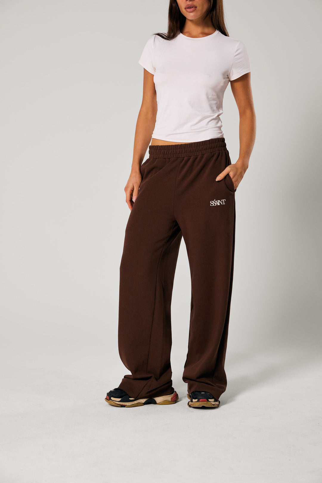 SŚAINT Lounge Pants - Brown With Butter Logo