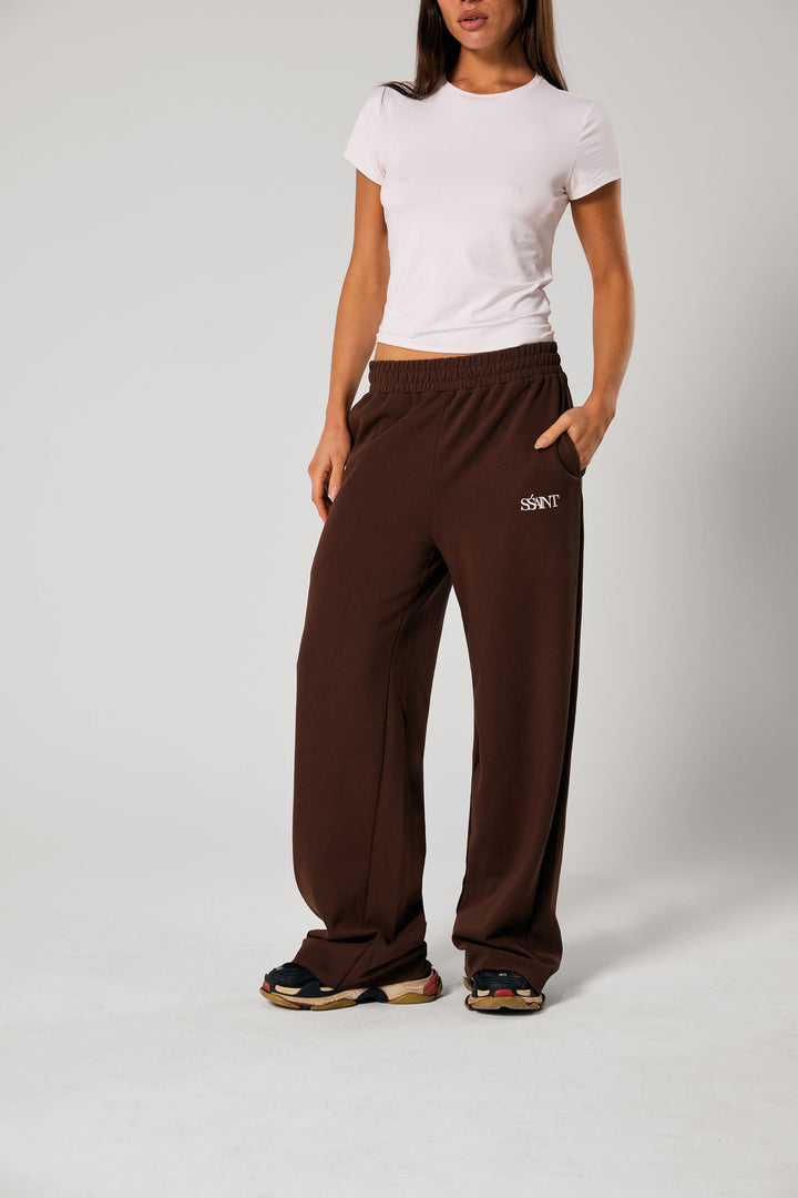 SŚAINT Lounge Pants - Brown With Butter Logo