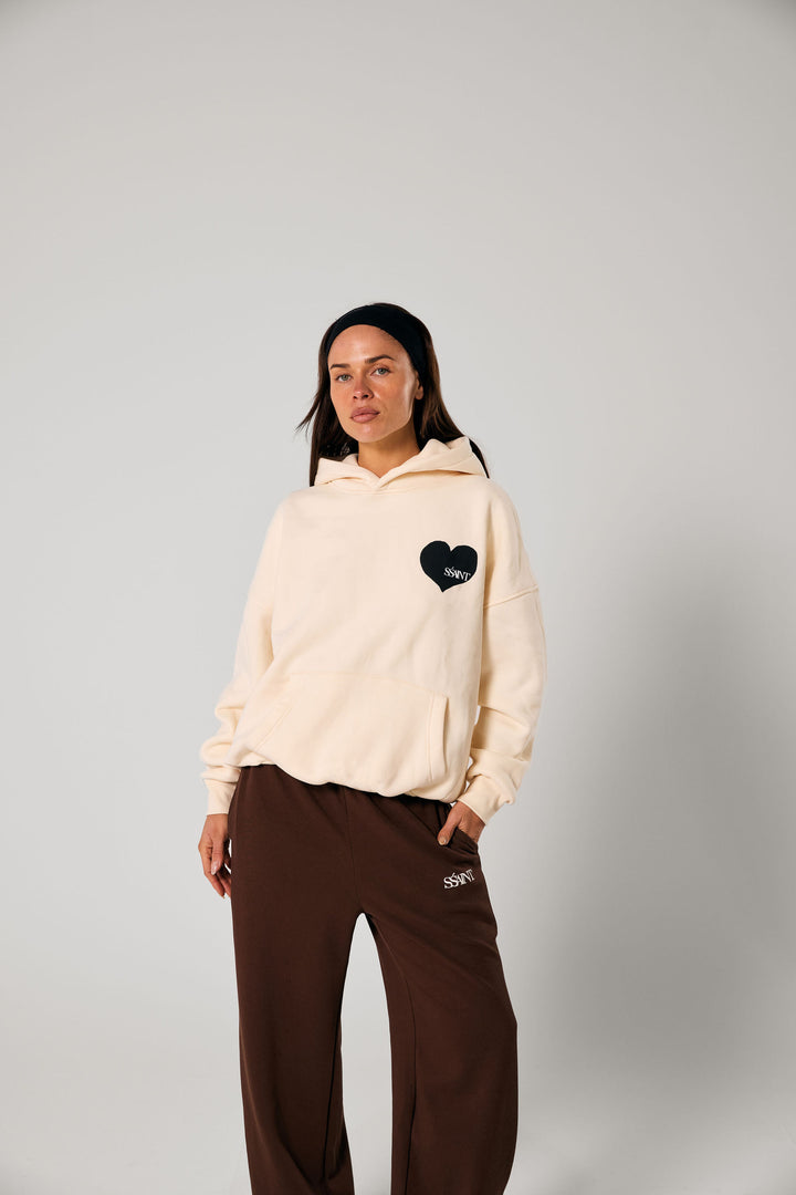 SŚAINT Heart Hoodie - Butter & Black