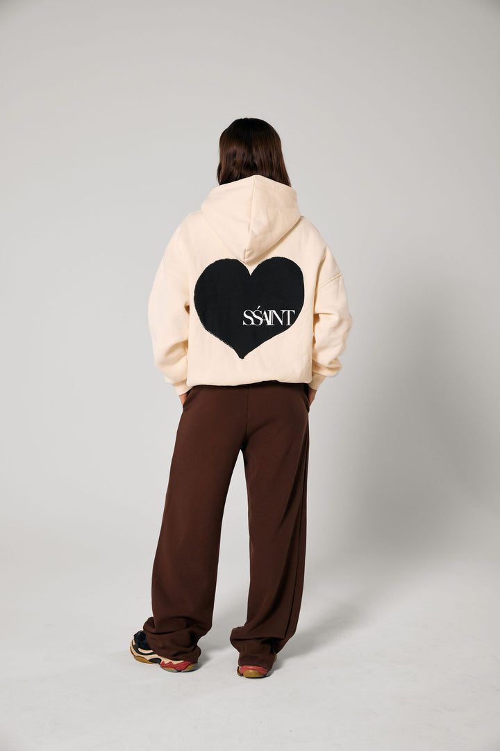 SŚAINT Heart Hoodie - Butter & Black