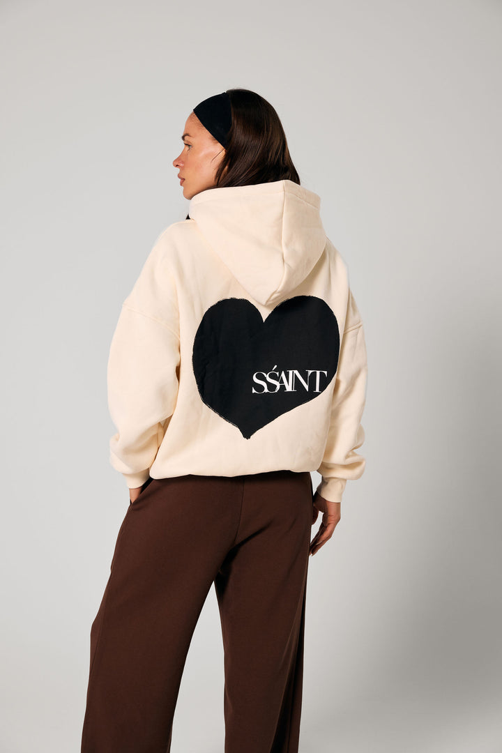 SŚAINT Heart Hoodie - Butter & Black