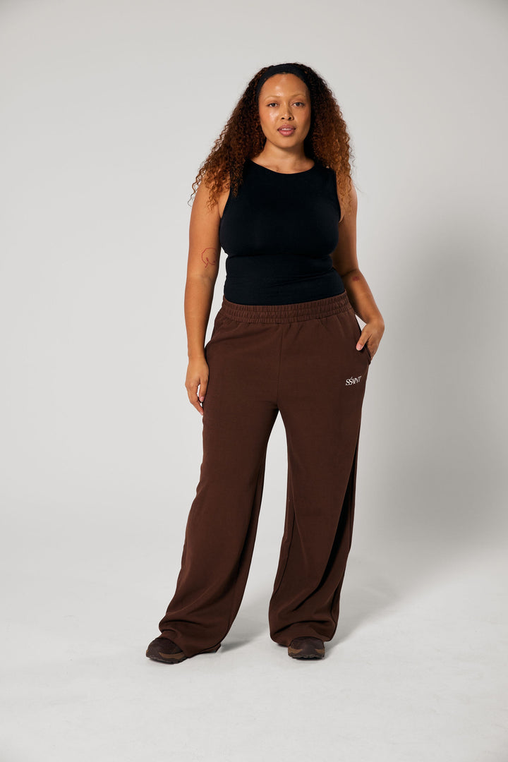 SŚAINT Lounge Pants - Brown With Butter Logo