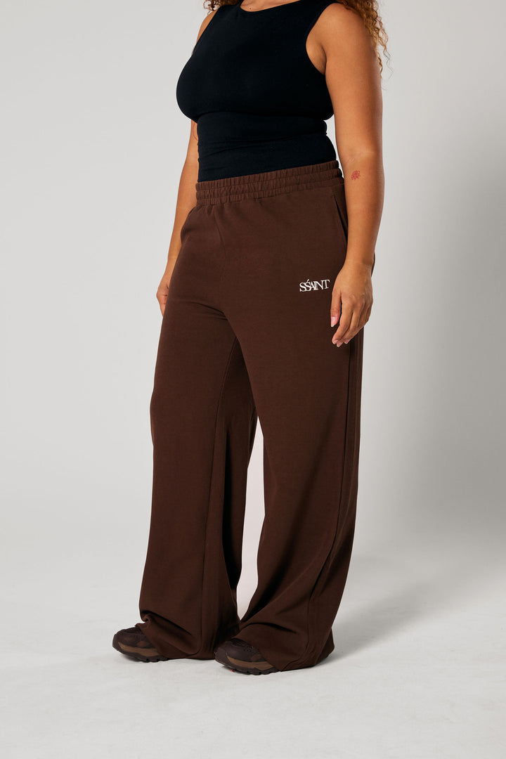SŚAINT Lounge Pants - Brown With Butter Logo