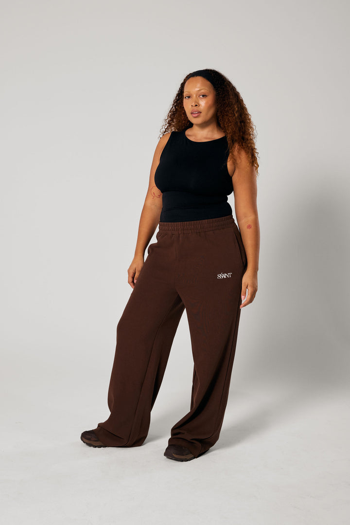 SŚAINT Lounge Pants - Brown With Butter Logo