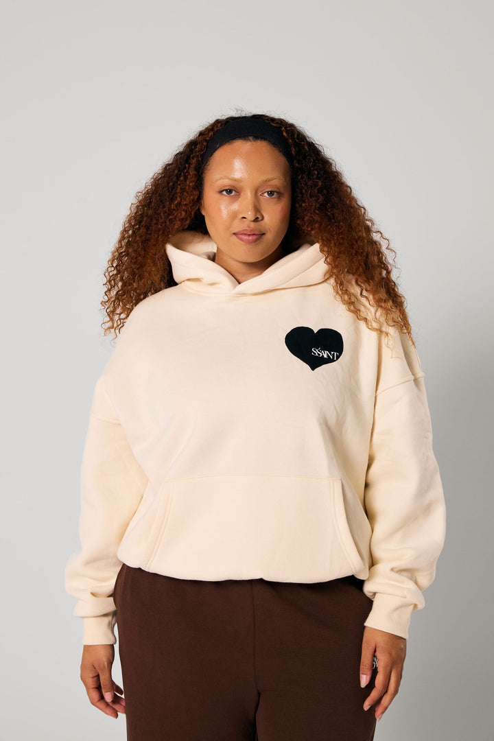 SŚAINT Heart Hoodie - Butter & Black