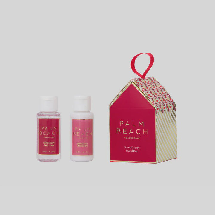 Palm Beach Collection Gingerbread House 30ml Body Wash & 30ml Body Lotion Travel Duo - Neon Cherry