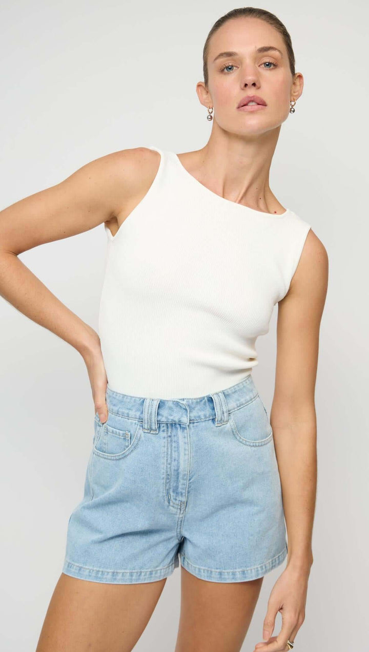 Staple The Label Moda Reversible Knit Tank-White