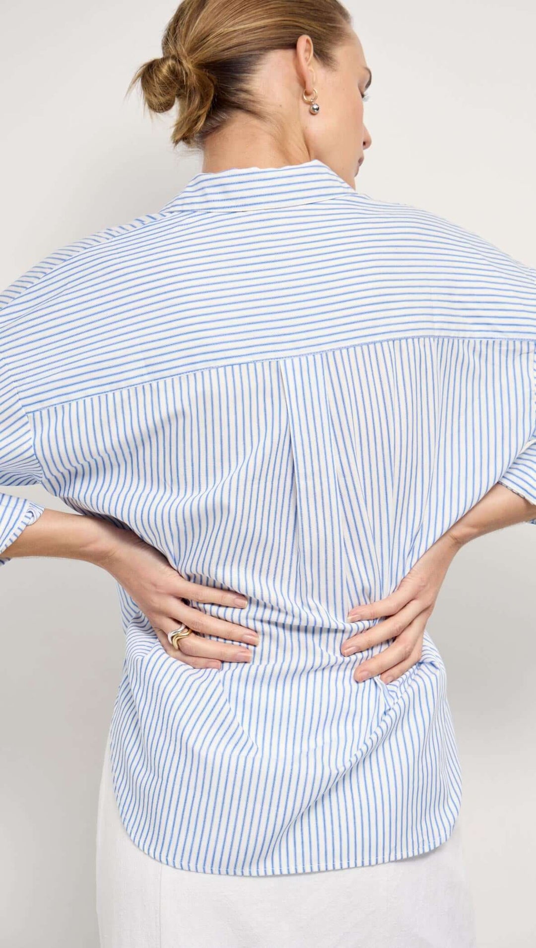 Staple The Label Palermo Oversize Shirt - White/Blue Stripe