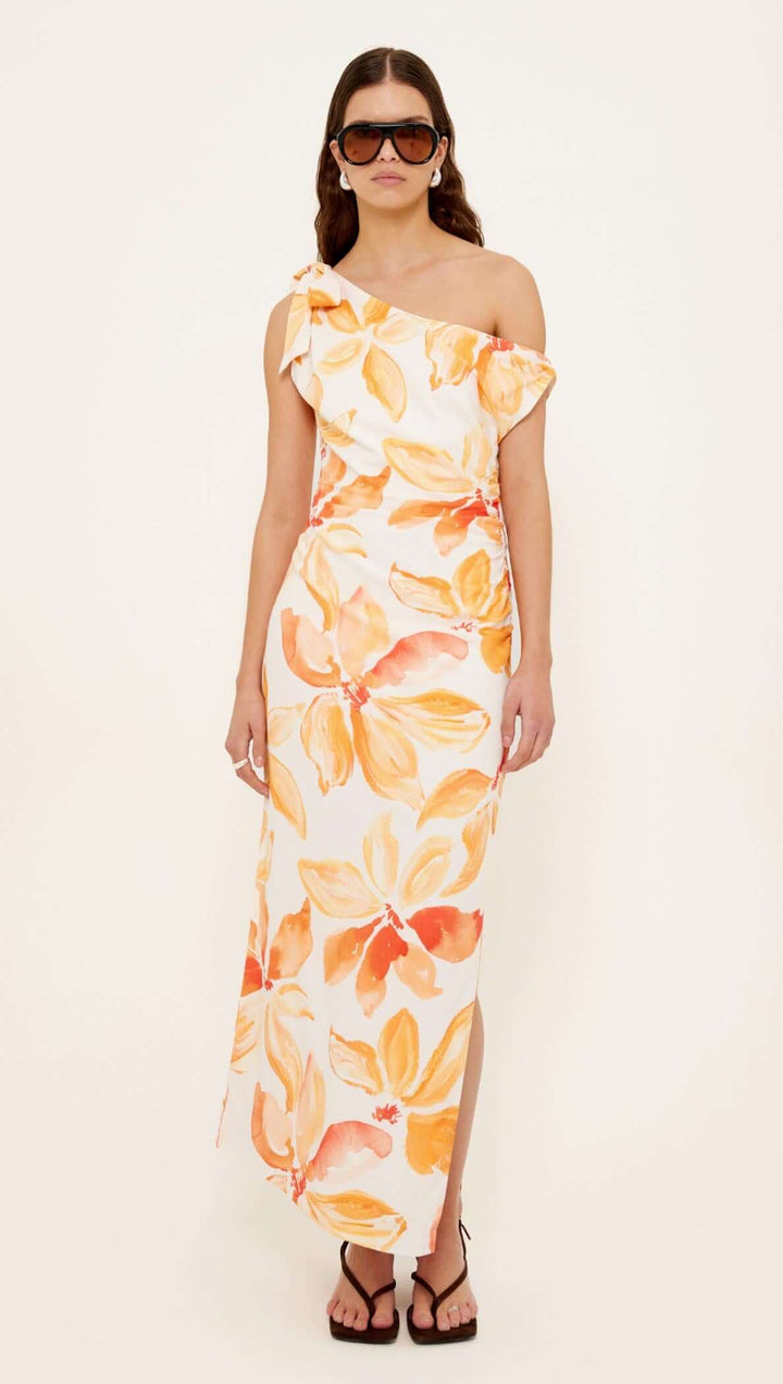Staple The Label Solana Asymmetrical Midi Dress-Floral