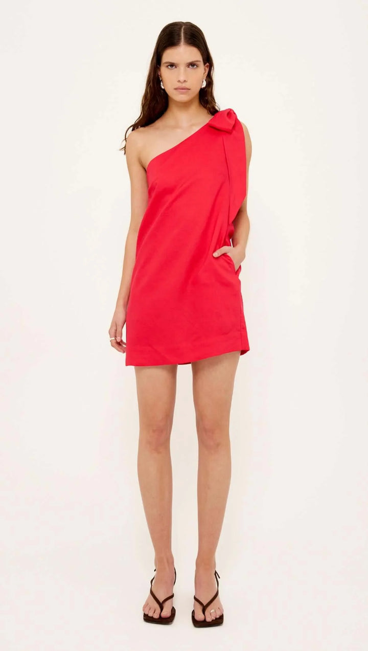 Staple The Label Valentina One Shoulder Dress-Red