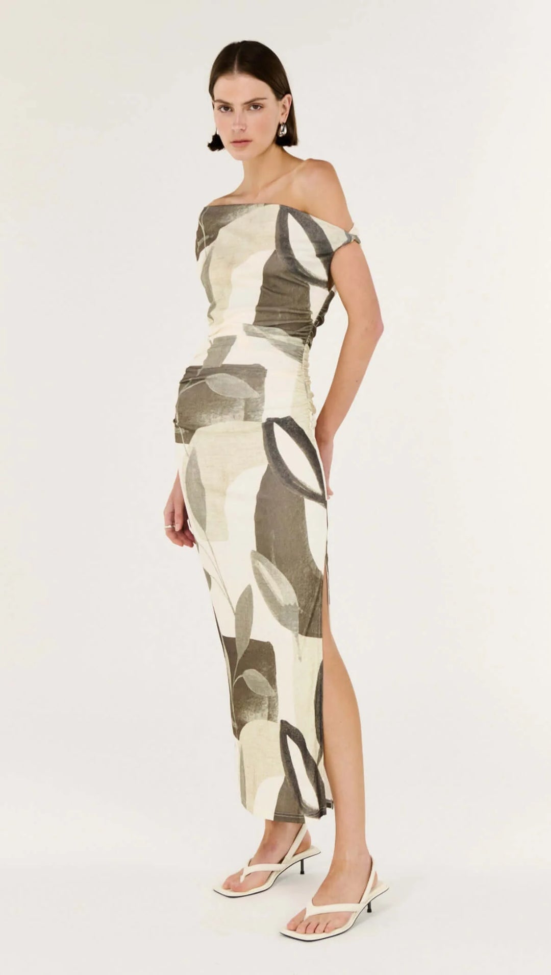 Staple The Label Ophiele Twist Midi Dress - Light Leaf Garden