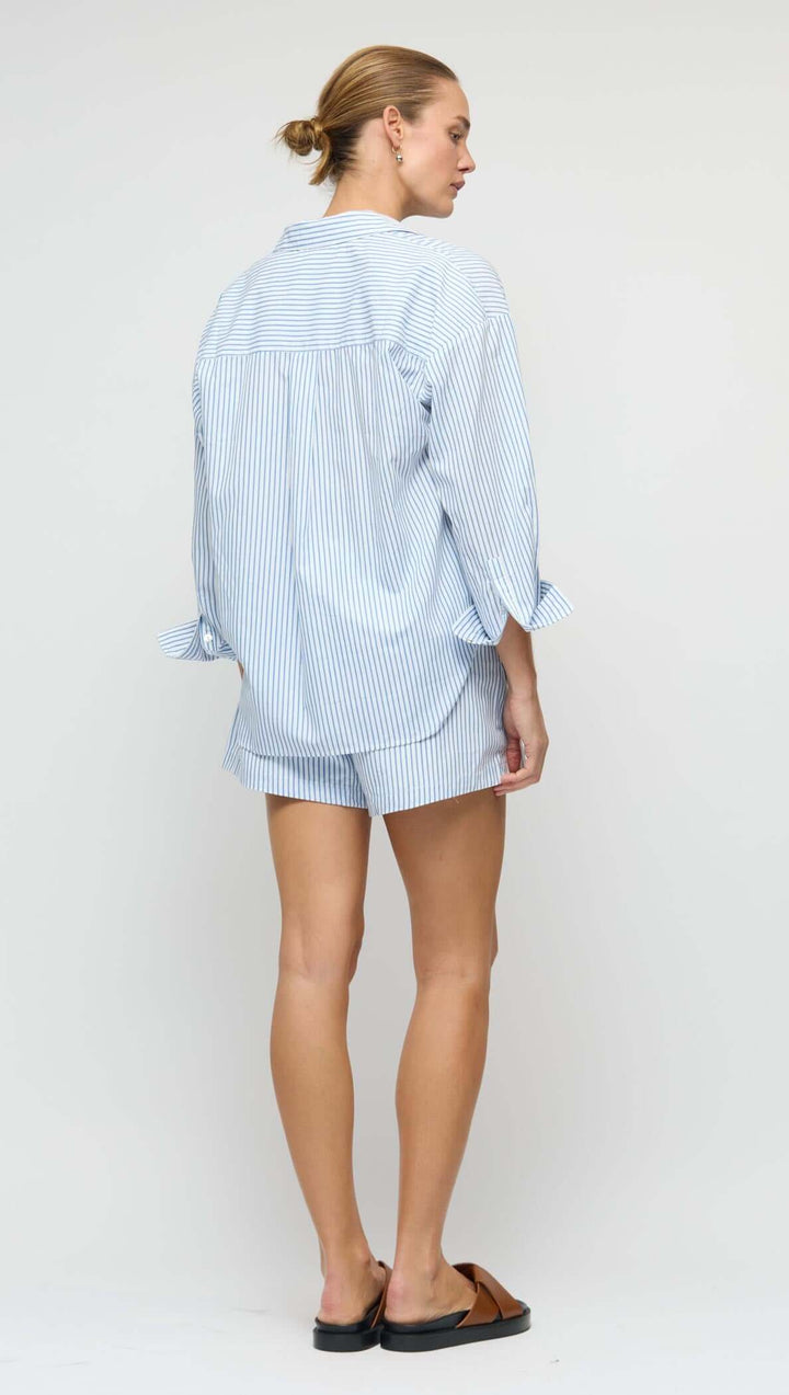 Staple The Label Palermo Drawstring Shorts - White/Blue Stripe