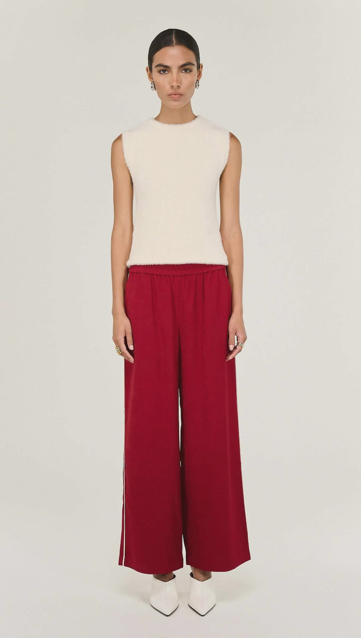 Staple The Label Echo Mid Rise Relaxed Pant - Dark Red