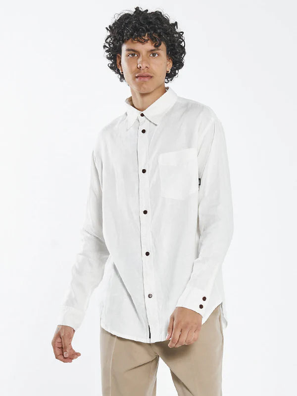 Thrills Hemp Minimal Thrills Oversize Long Sleeve Shirt- Dirty White