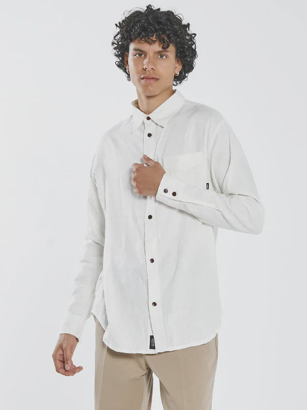 Thrills Hemp Minimal Thrills Oversize Long Sleeve Shirt- Dirty White