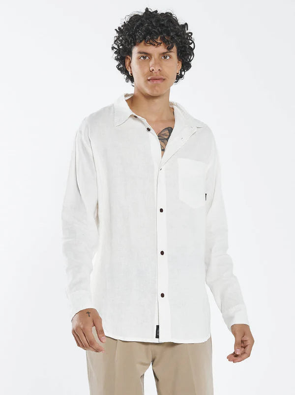 Thrills Hemp Minimal Thrills Oversize Long Sleeve Shirt- Dirty White