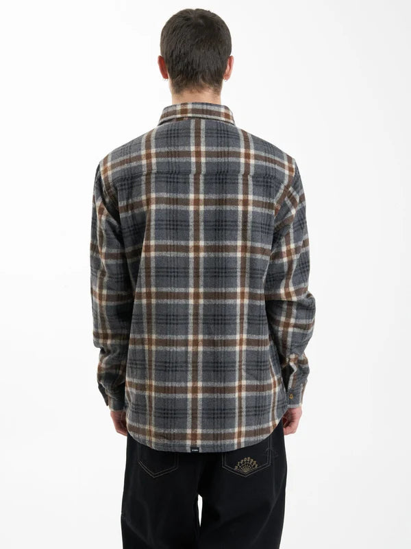 Thrills King Long Sleeve Flannel-Grey Marle
