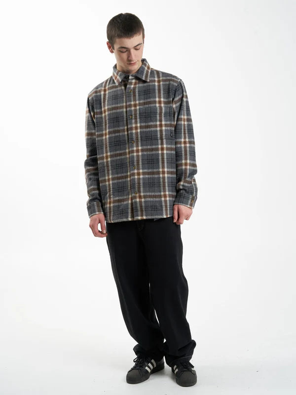Thrills King Long Sleeve Flannel-Grey Marle