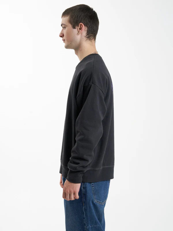 Thrills Modern Spiritualism Slouch Fit Crew- Washed Black