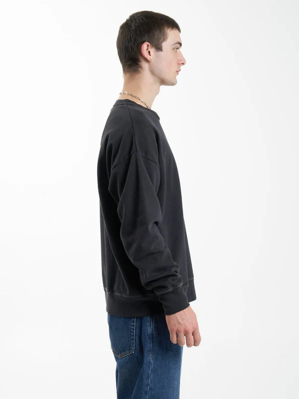 Thrills Modern Spiritualism Slouch Fit Crew- Washed Black