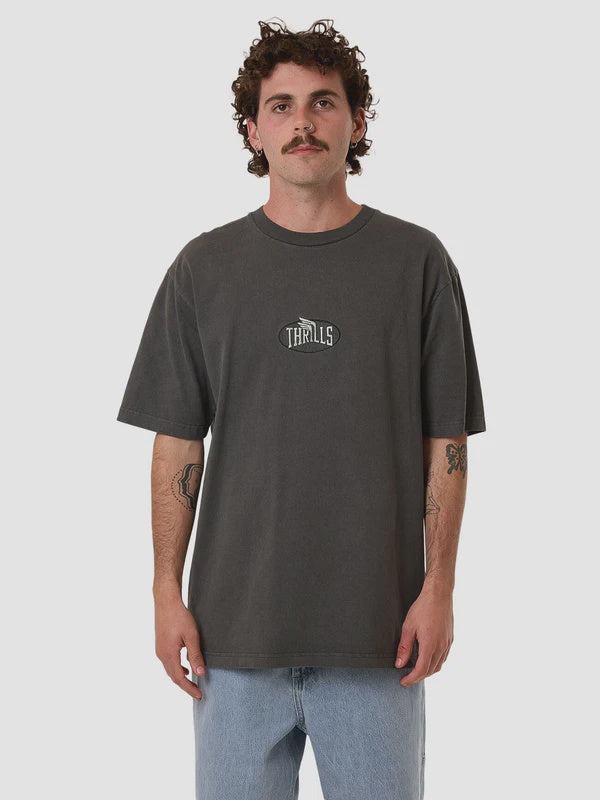 Thrills Born To Fly Embro Oversize Fit Tee - Merch Black