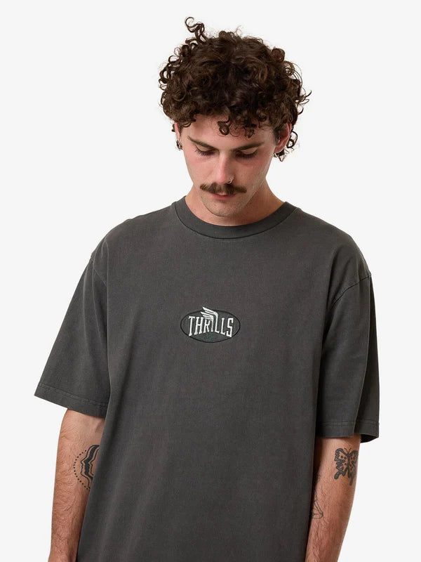 Thrills Born To Fly Embro Oversize Fit Tee - Merch Black