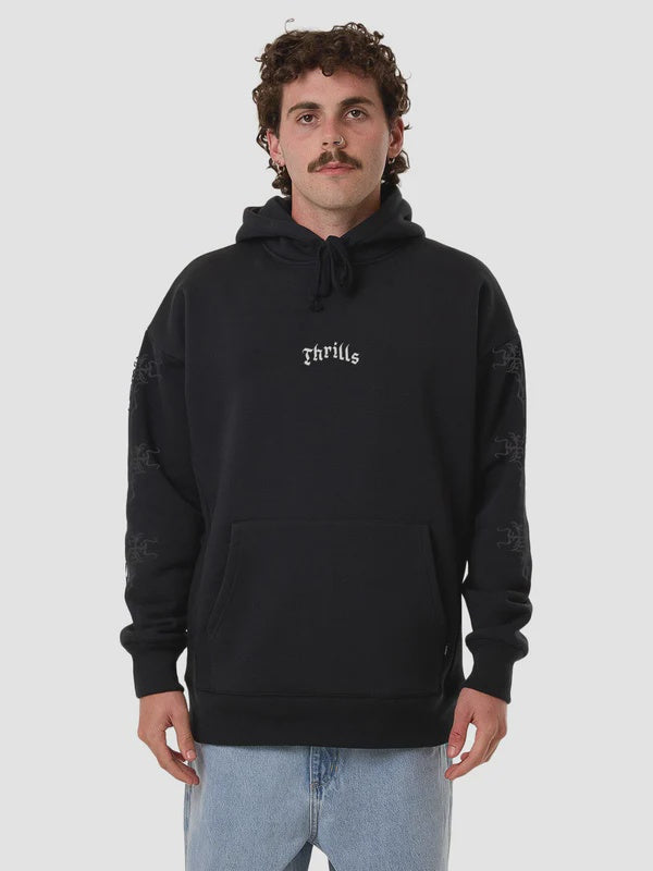 Thrills Filter Cropped Slouch Pull On Hood - Faded Black