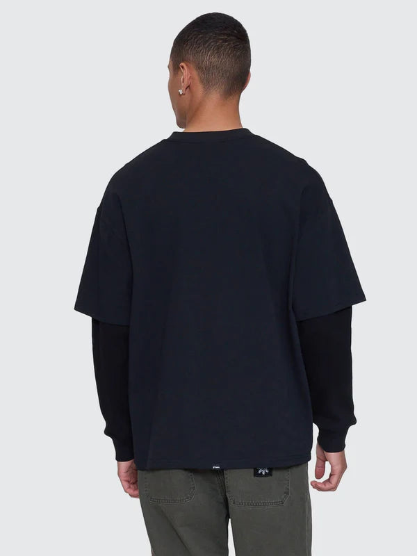 Thrills Web Of Deceit Layer Box Crop Oversize Long Sleeve Tee - Faded Black