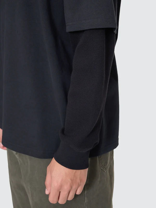 Thrills Web Of Deceit Layer Box Crop Oversize Long Sleeve Tee - Faded Black