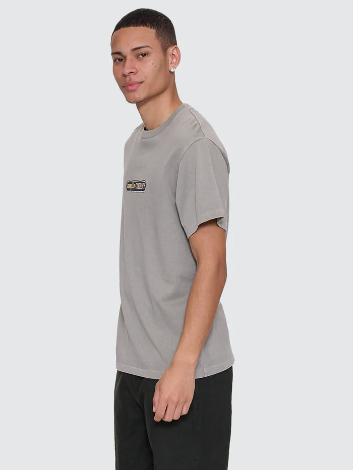 Thrills Victory Embro Box Fit Oversize Cropped Contrast Stitch Tee - Snow Marle