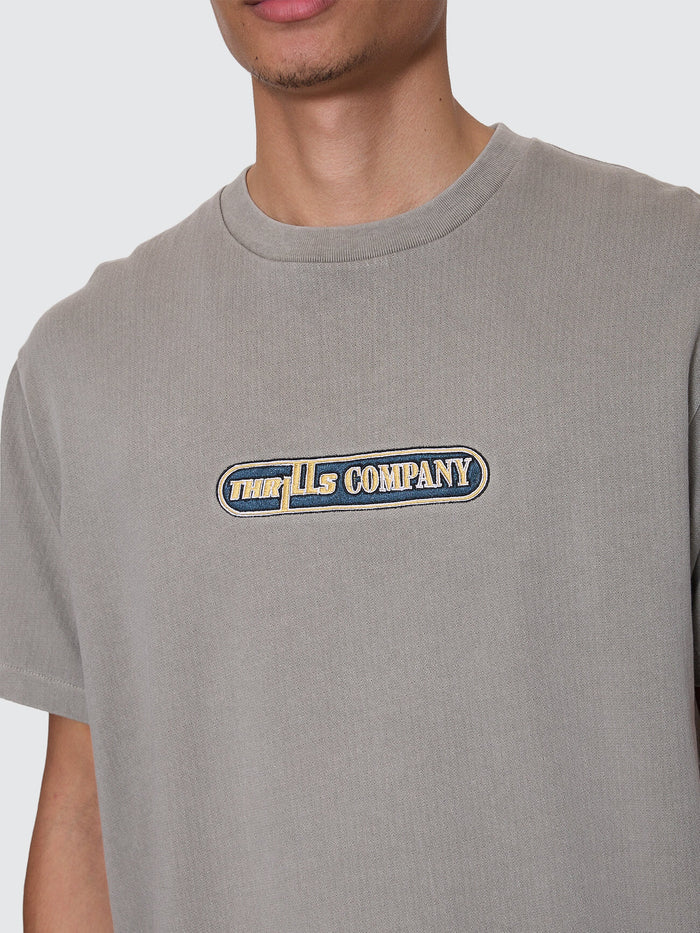 Thrills Victory Embro Box Fit Oversize Cropped Contrast Stitch Tee - Snow Marle