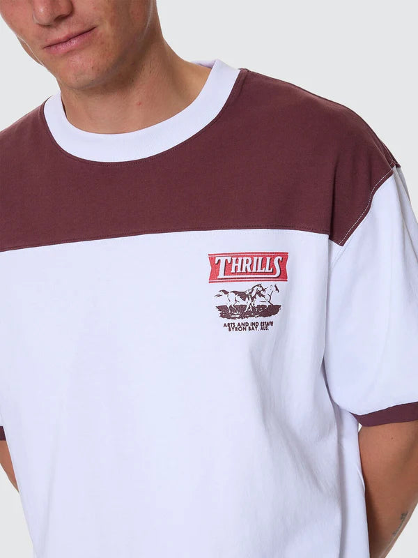Thrills Deep In The Heart Of Byron Box Fit Oversize Cropped Panel Tee - Bitter Chocolate