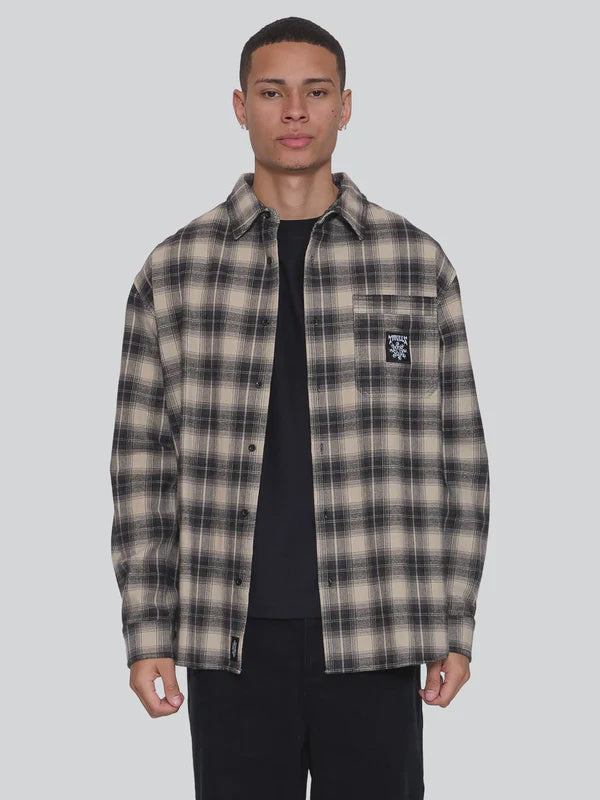Thrills Stagger Barrio Long Sleeve Flannel Shirt - Black