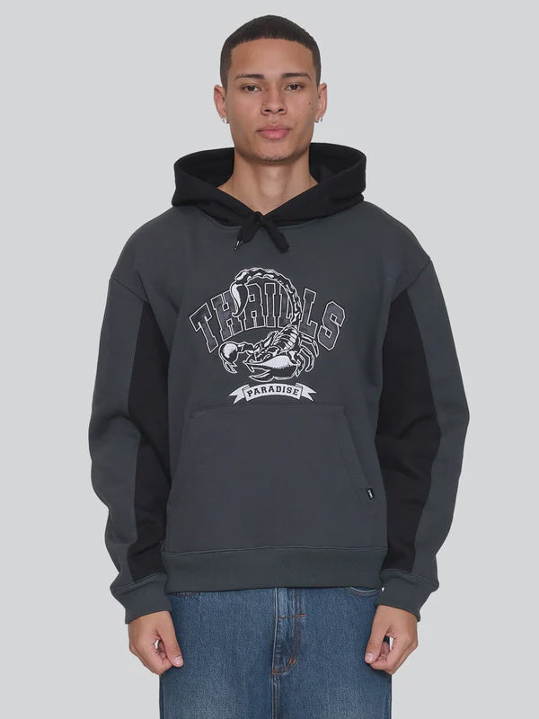 Thrills Sting Of Defeat Slouch Pull On Cropped Hood - Carbon