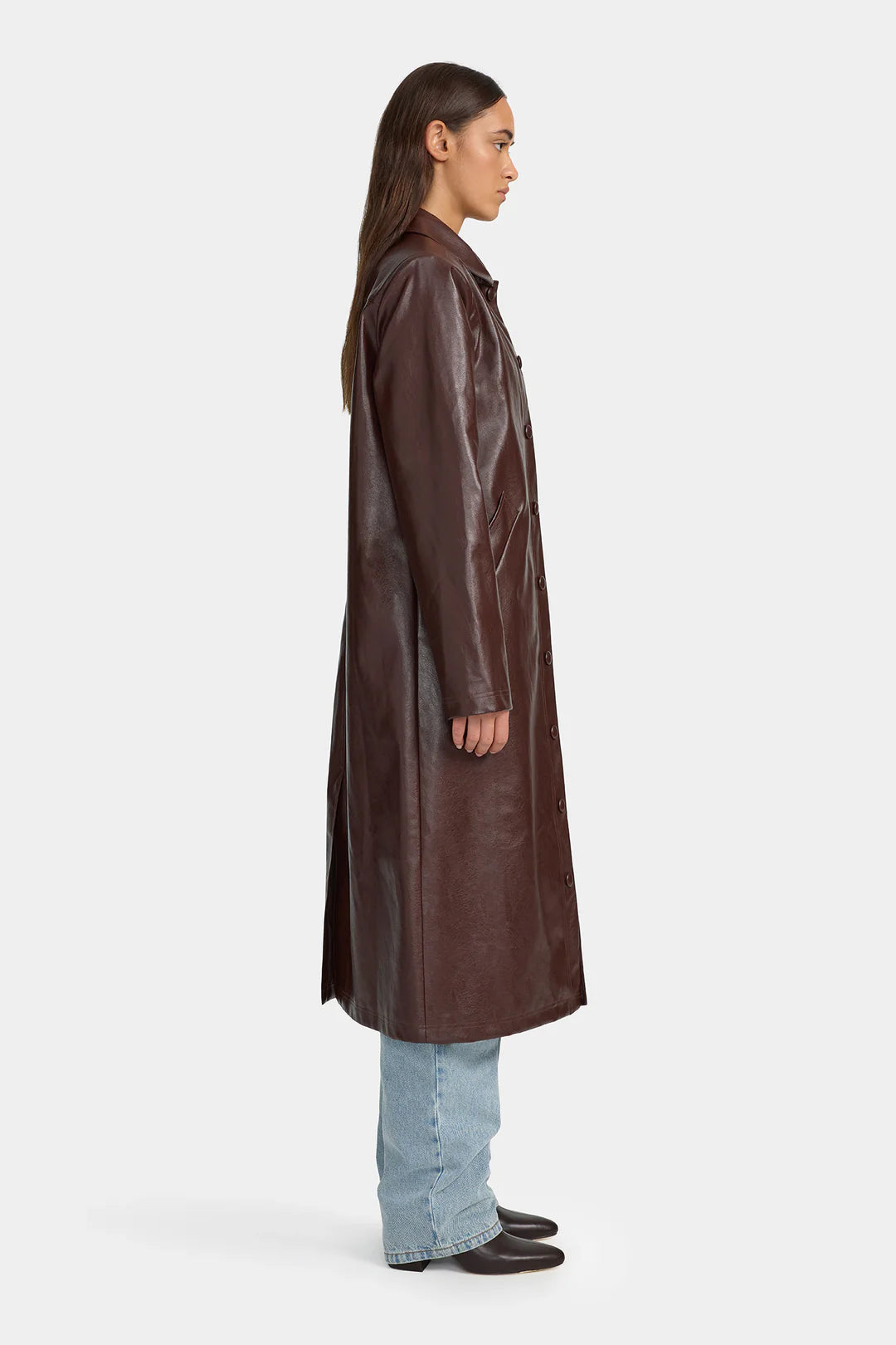 Ownley Tabetha PU Coat - Cherry Cola