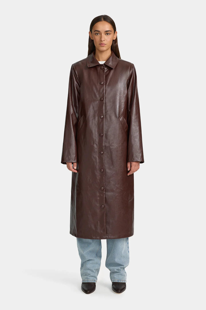 Ownley Tabetha PU Coat - Cherry Cola