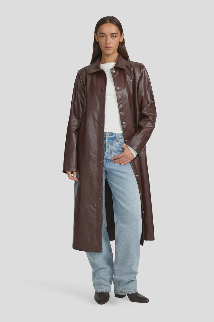 Ownley Tabetha PU Coat - Cherry Cola