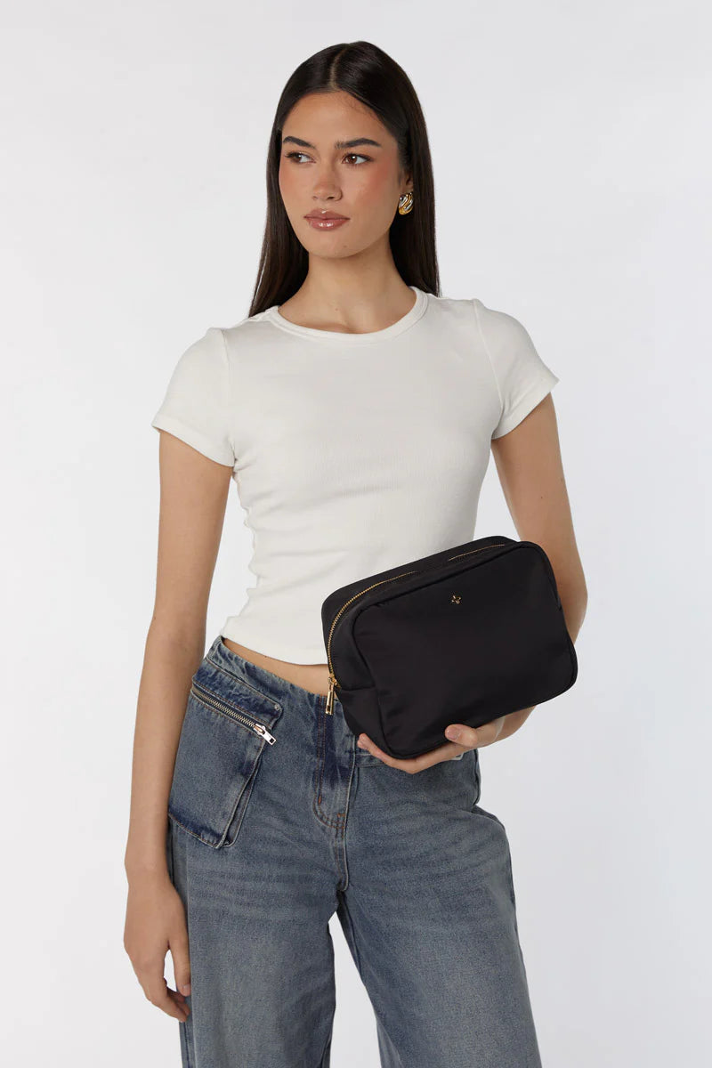 Peta + Jain Tammi Quilt Nylon Cos Bag-Black Nylon/Gold