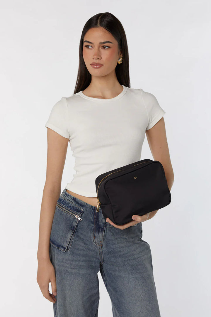 Peta + Jain Tammi Quilt Nylon Cos Bag-Black Nylon/Gold