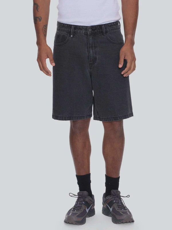 Thrills Mid Slacker Relaxed Long Denim Short-Ash Black