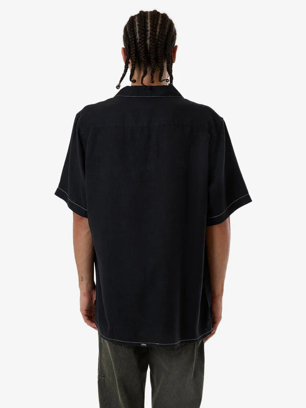 Thrills Hemp Minimal Thrills Contrast Stitch Bowling Shirt - Black