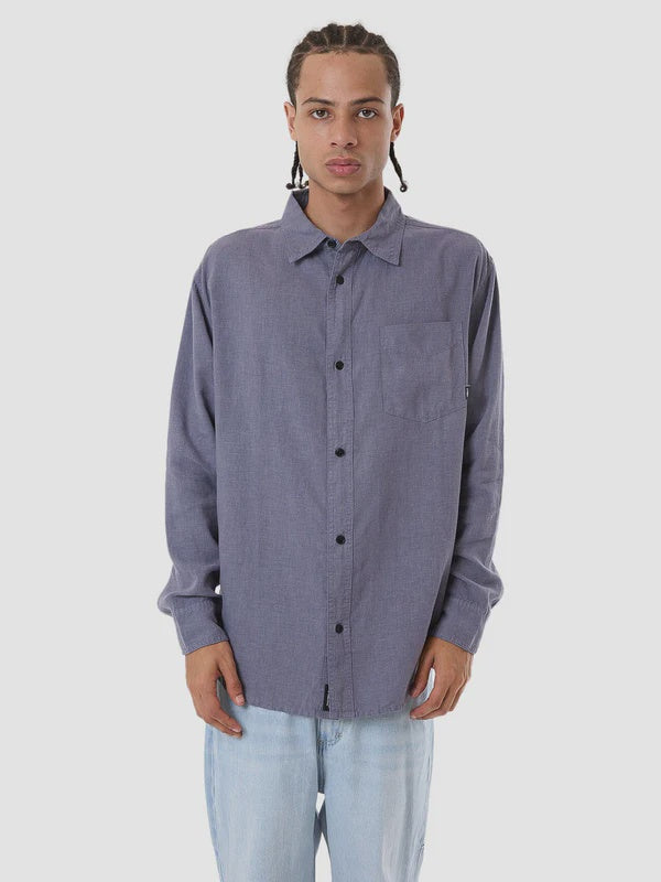 Thrills Hemp Minimal Thrills Oversize Long Sleeve Shirt- Folkstone Grey