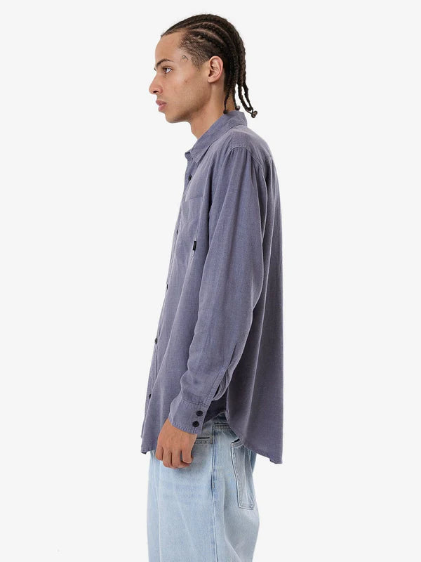 Thrills Hemp Minimal Thrills Oversize Long Sleeve Shirt- Folkstone Grey