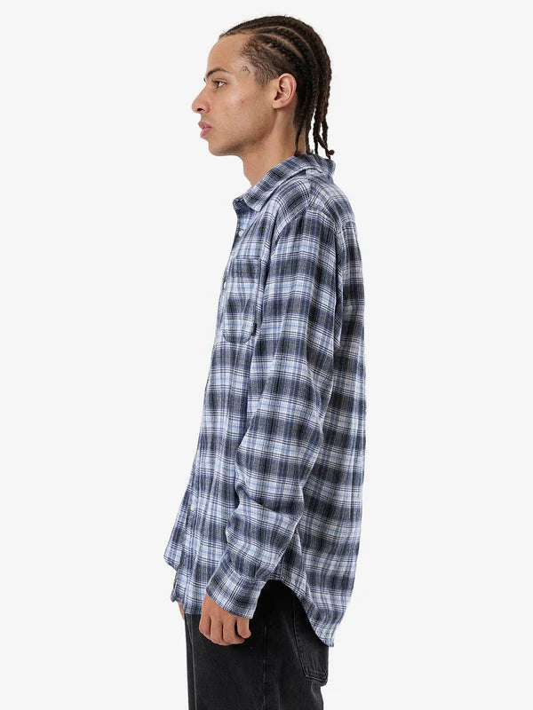 Thrills Friendly Service Flannel Long Sleeve Shirt- Iceberg