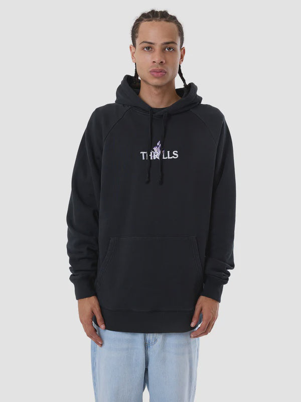 Thrills In Bloom Raglan Pull On Hood- Twilight Black